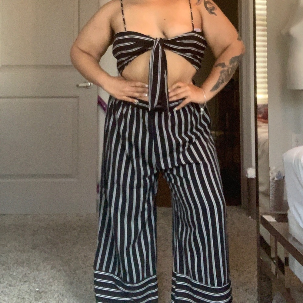 Black & white striped coord set
